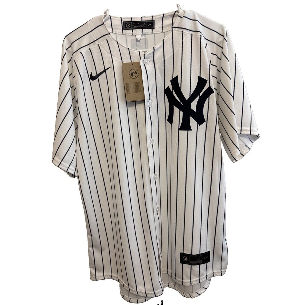 Nike New York Yankees MLB Pinstripe Jersey White/Blue M Promotional NWT